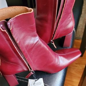 Zara Boots (NEW) 100% Leather, Burgundy US Size 11